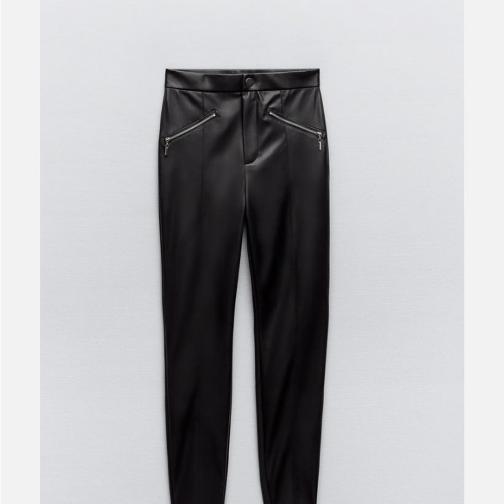 Zara Black Faux Leather Pants